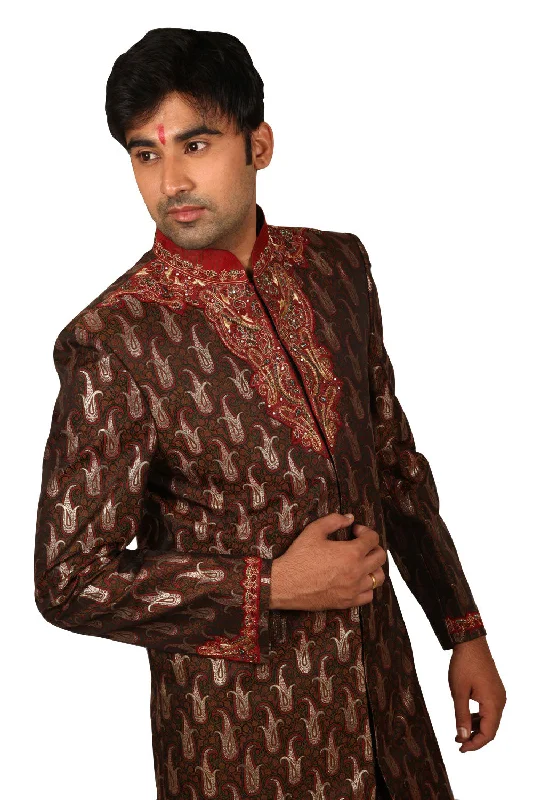 Hot Deal Splendid Indian Wedding Mocha Sherwani For Men