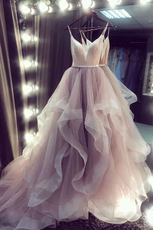 Doorbuster Deal Champagne v neck tulle long Corset Prom dress champagne tulle Corset Formal dress outfit