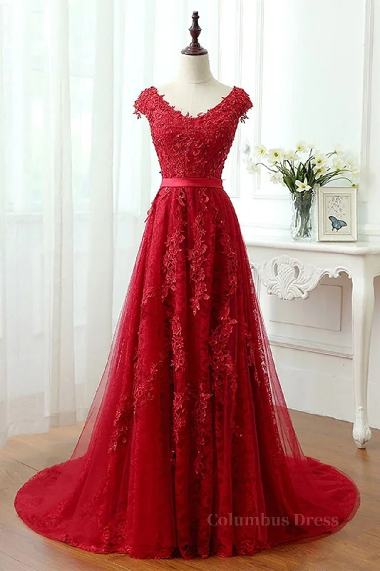 Big Discounts Burgundy Lace Corset Prom Dresses with Train, Wine Red Lace Corset Formal Evening Dresses outfit Big Discounts Burgundy Lace Corset Prom Dresses with Train, Wine Red Lace Corset Formal Evening Dresses outfit
