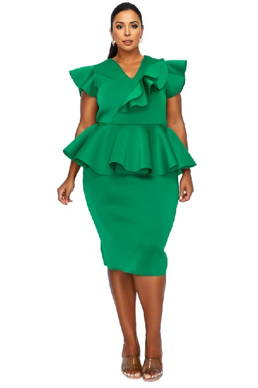 Exclusive Savings Onyx Neoprene Peplum Dress