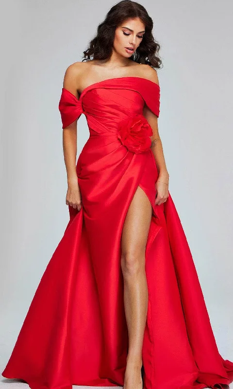 Price Meltdown Jovani 40832 - Rosette Slit Evening Gown