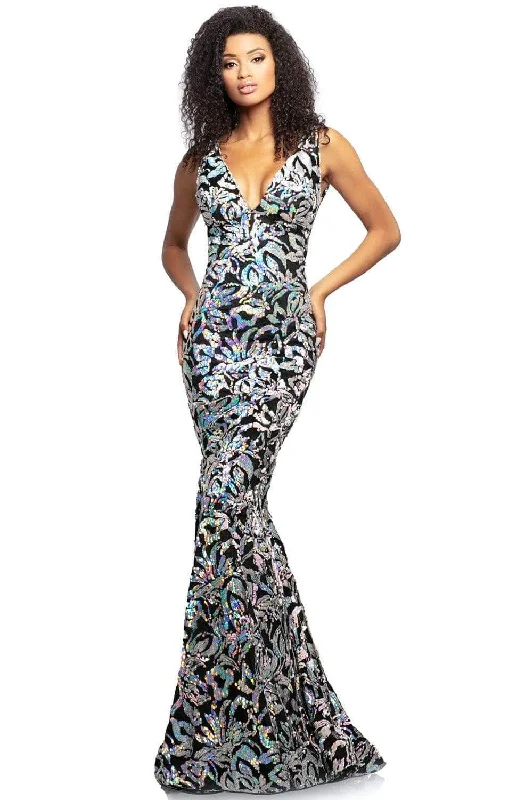 Price Slash Johnathan Kayne 2106 - Velvet Sequin Mermaid Evening Gown