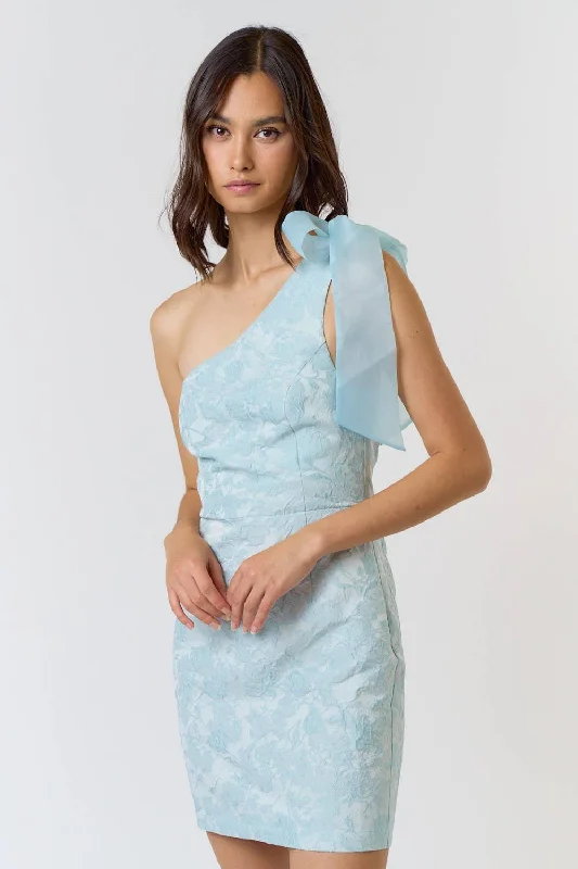 Warehouse Sale SKY BLUE JACQUARD MINI DRESS