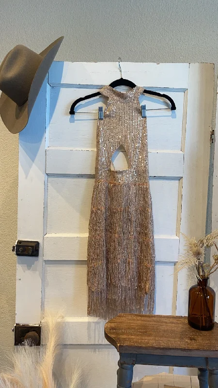 Extra Savings Halter Sequin Dress