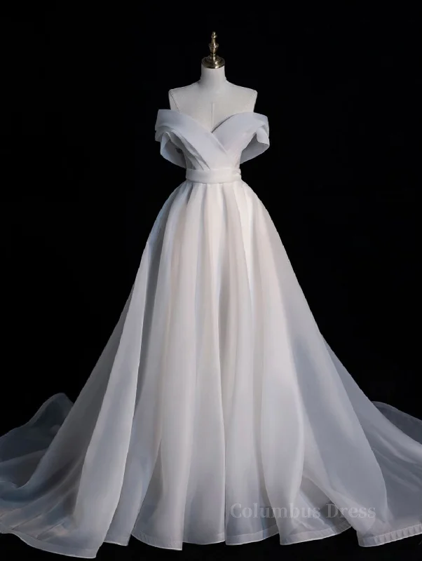 Act Fast White Organza Long Corset Prom Dresses, White Long Evening Dress outfit