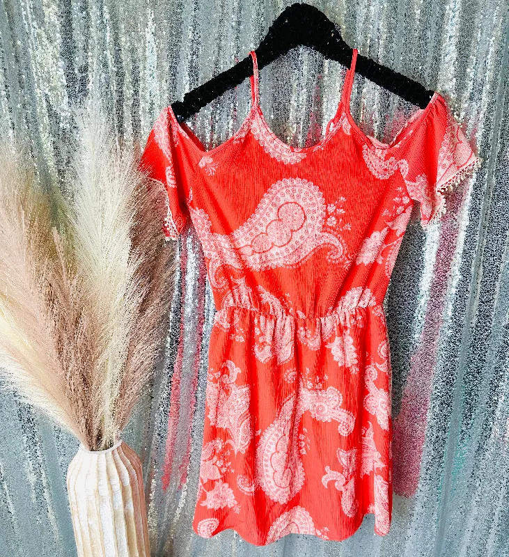 Discount Mania Coral Paisley Open Shoulder Romper