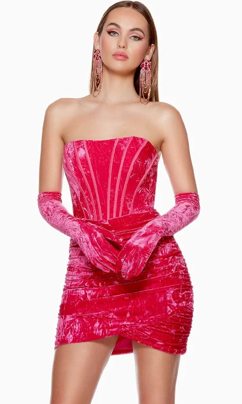 Members Only Alyce Paris 4692 - Strapless Ruched Velvet Homecoming Dress
