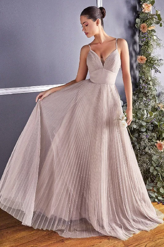 Lowest Price Long Pleated Tulle Dress by Cinderella Divine CD184