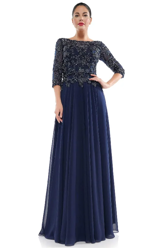 Incredible Offers Marsoni by Colors - MV1051 Beaded Bateau Chiffon A-line Gown