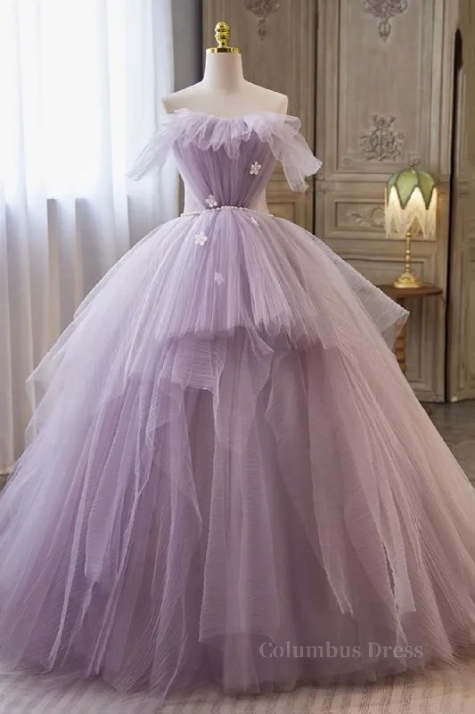 Extra Discounts Princess Lavender Tulle Floral Long Corset Prom Dress, Lavender Corset Formal Evening Dress, Purple Corset Ball Gown outfits Extra Discounts Princess Lavender Tulle Floral Long Corset Prom Dress, Lavender Corset Formal Evening Dress, Purple Corset Ball Gown outfits