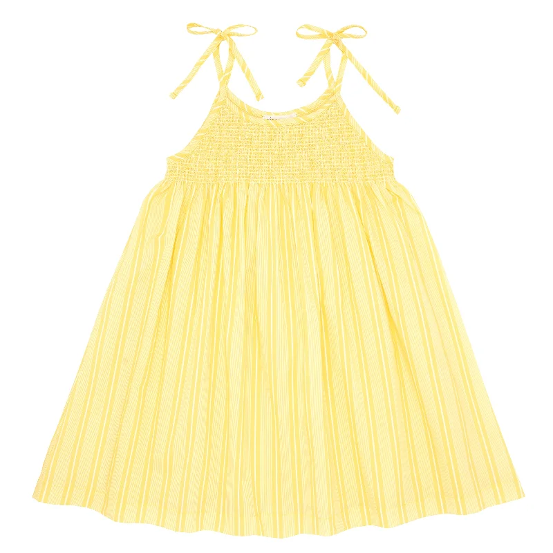 Shop and Save girls pineapple stripe smocked dress with shoulder ties