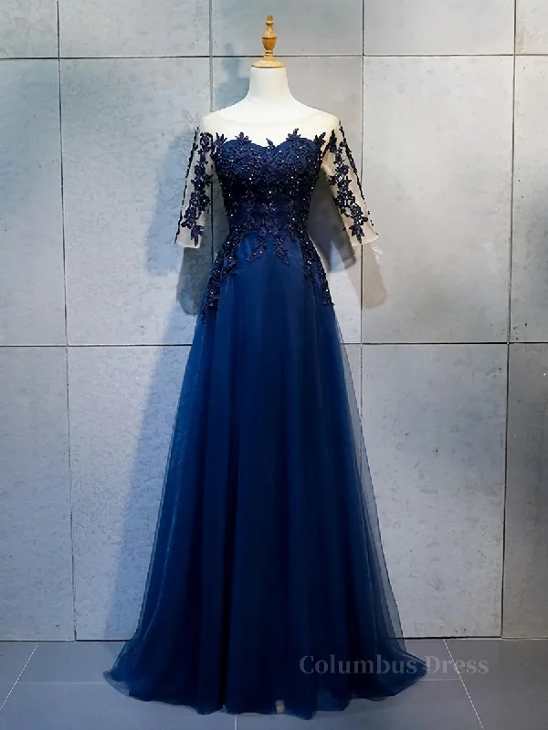 Online Exclusive Half Sleeves Navy Blue Long Lace Corset Prom Dresses, Dark Navy Blue Long Lace Corset Formal Corset Bridesmaid Dresses outfit Online Exclusive Half Sleeves Navy Blue Long Lace Corset Prom Dresses, Dark Navy Blue Long Lace Corset Formal Corset Bridesmaid Dresses outfit