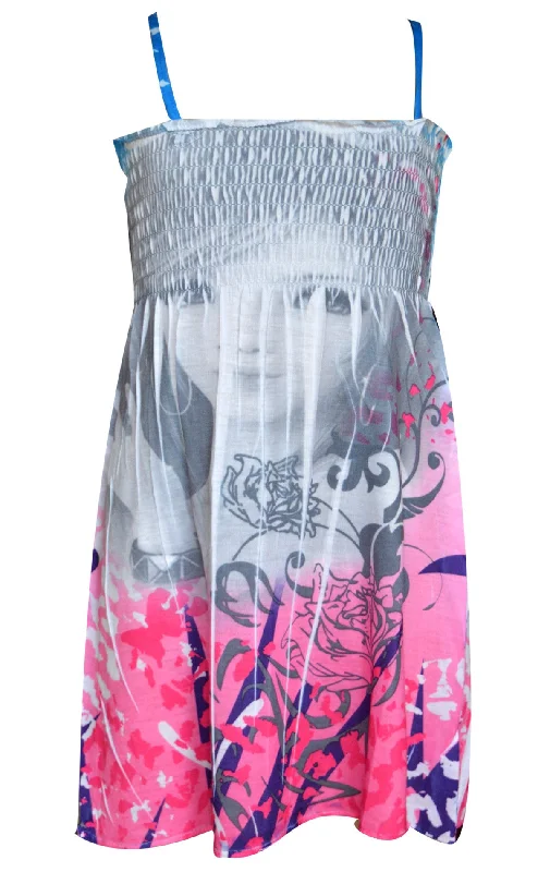 Bargain Blast Girls Strappy Summer Face Print Dress Age 2 to 10 Years