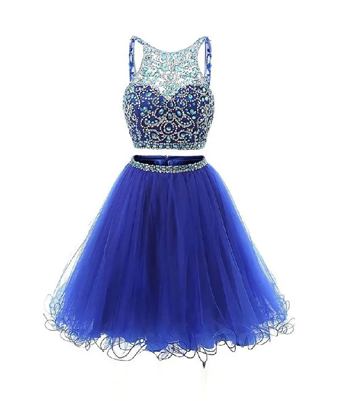 Fantastic Offers Blue two pieces tulle sequin beads short Corset Prom dress, blue homecoming outfit Fantastic Offers Blue two pieces tulle sequin beads short Corset Prom dress, blue homecoming outfit