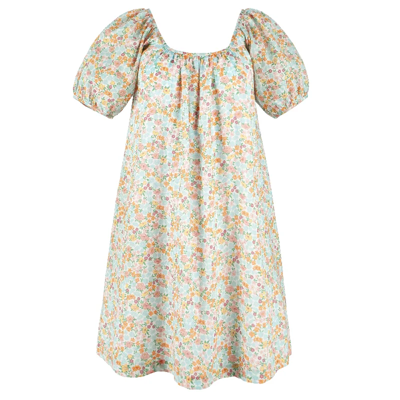 Savings Galore women's hawaiian floral short sleeve gathered square neckline dress Savings Galore women's hawaiian floral short sleeve gathered square neckline dress