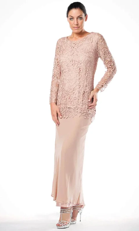 Big Discounts Soulmates C80704 - Crochet Beads Long Sleeve Tunic Skirt Mother Of Bride Dress