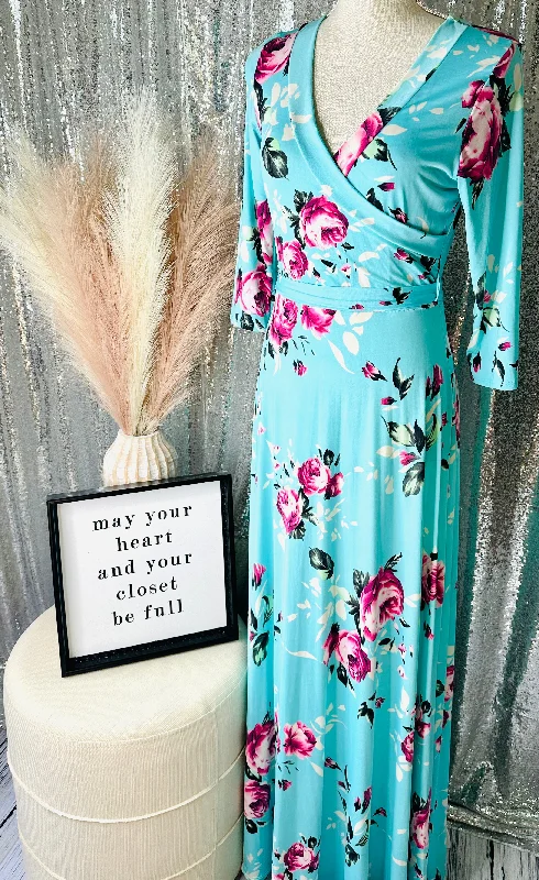 Special Offer John 3:16 - Mint Floral Wrap Maxi Dress