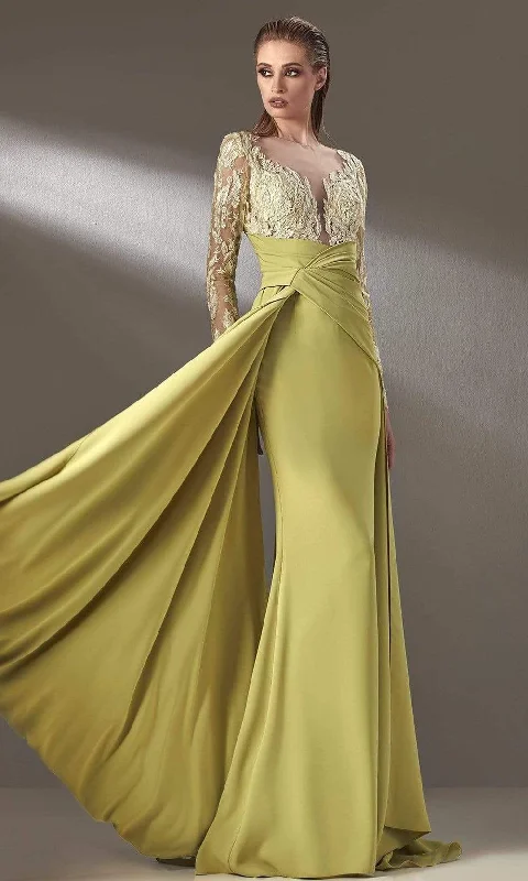 Closeout Sale MNM Couture - K3893 Long Sleeves Sheath Evening Dress
