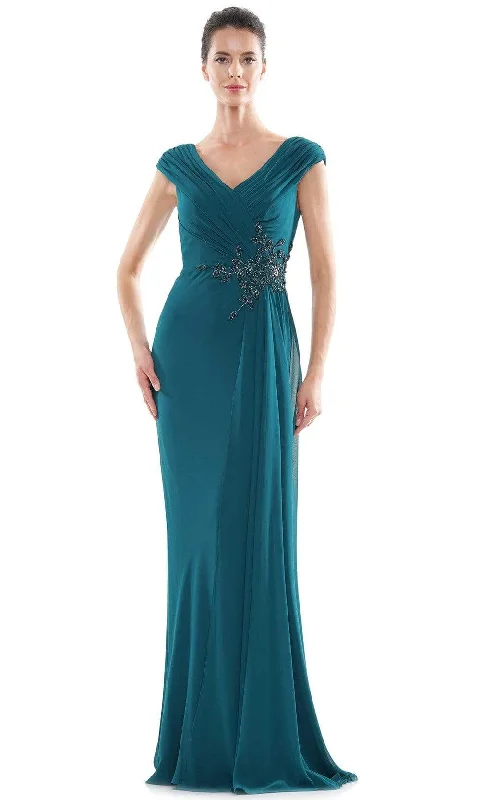 Act Now Marsoni by Colors - MV1080 Cap Sleeve Foliage Beaded Sheath Gown