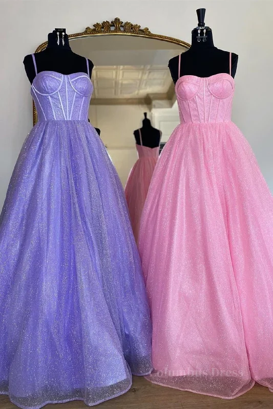 Bargain Blast Shiny Purple Pink Long Corset Prom Dresses, Purple Pink Long Corset Formal Evening Dresses outfit