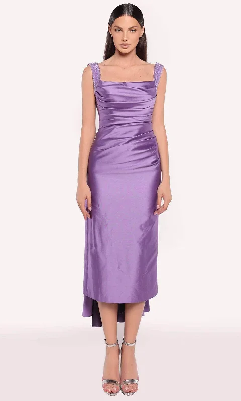 Season Finale Sale Tarik Ediz 98785 - Square Neck Taffeta Dress