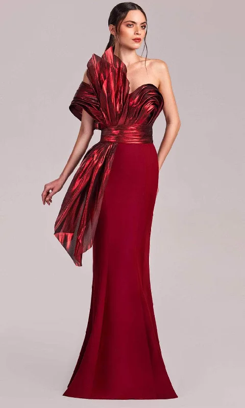 Instant Discount MNM Couture G1832 - Sweetheart Metallic Ruffle Evening Gown