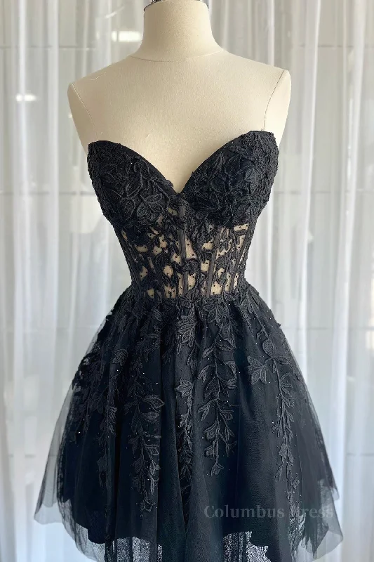Special Price Strapless Short Black Lace Corset Prom Dresses, Short Black Lace Corset Formal Corset Homecoming Dresses outfit Special Price Strapless Short Black Lace Corset Prom Dresses, Short Black Lace Corset Formal Corset Homecoming Dresses outfit