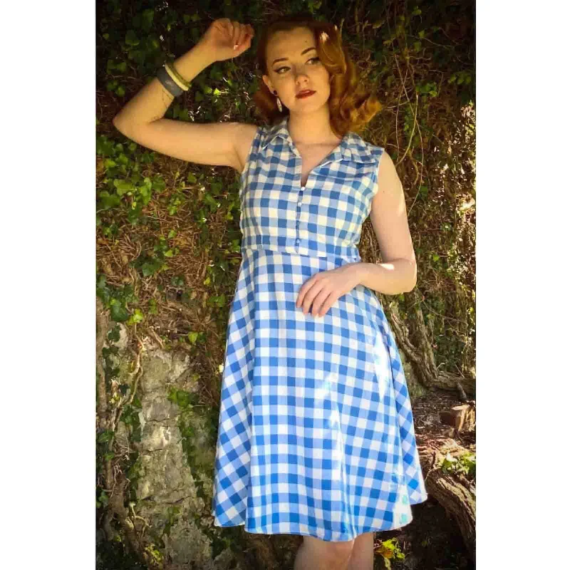 Shop and Save Dolly and Dotty Poppy 50s Shirt Dress - Blue Gingham