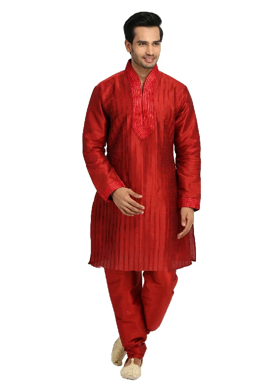 Clearance Event Red Pathani Kurta Sherwani - Indian Ethnic Wear for Men
