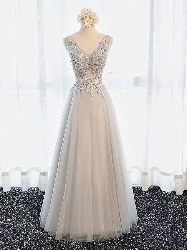 Great Deals A Line V Neck Gray Floral Long Corset Prom Dresses, V Neck Gray Long Floral Corset Formal Corset Bridesmaid Dresses outfit Great Deals A Line V Neck Gray Floral Long Corset Prom Dresses, V Neck Gray Long Floral Corset Formal Corset Bridesmaid Dresses outfit