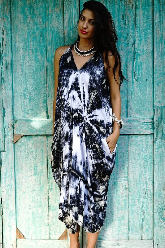 Instant Savings Aria Tie Dye Long Summer Dress with Side Pockets