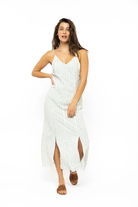 Can't Be Beat Rusty USA Coastal Midi Dress Bottle Stripe BOTTLE STRIPE