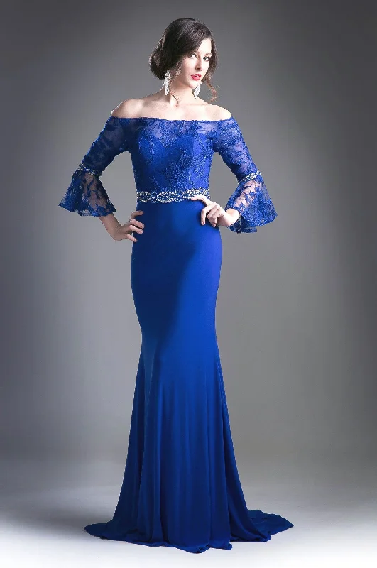 Special Promotion Long Off Shoulder Bell Sleeve Dress by Cinderella Divine 71241
