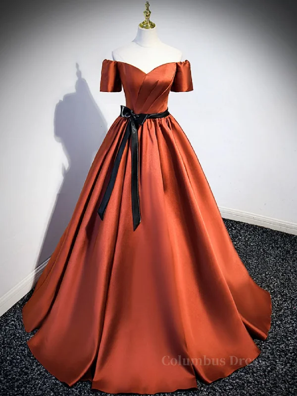 Final Clearance A-Line Satin Orange Long Corset Prom Dresses, Orange Corset Formal Evening Dresses outfit Final Clearance A-Line Satin Orange Long Corset Prom Dresses, Orange Corset Formal Evening Dresses outfit