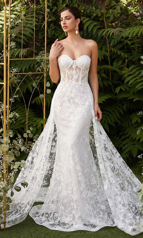 Markdowns Ladivine CB046W - Sweetheart Neckline Gown With Overskirt