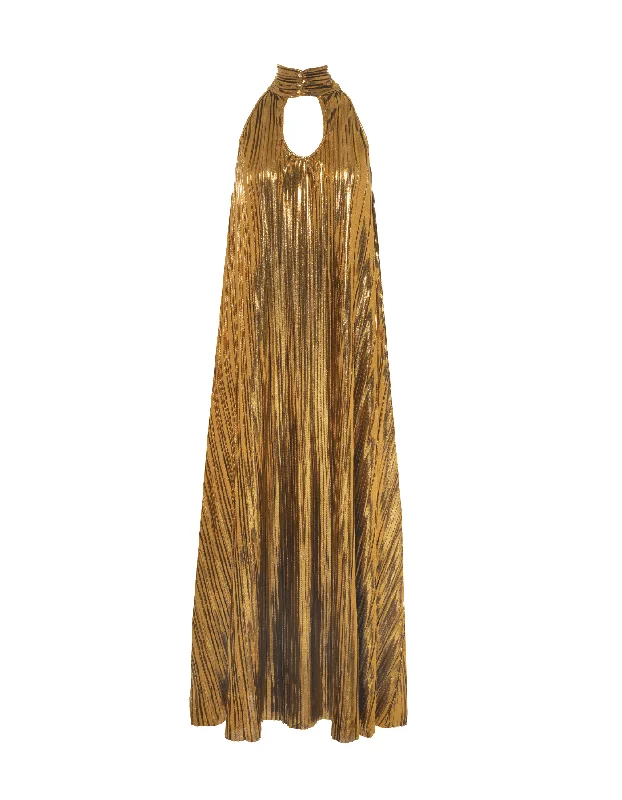 Super Bargain Talitha Gold Plisse Maxi Dress