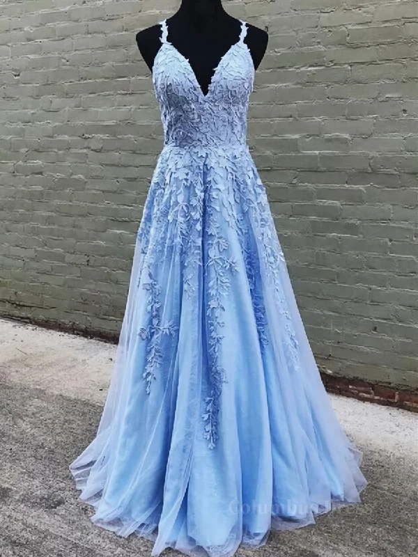 Stock Clearance A Line V Neck Sky Blue Lace Corset Prom Dresses, Light Blue Lace Corset Formal Evening Dresses outfit Stock Clearance A Line V Neck Sky Blue Lace Corset Prom Dresses, Light Blue Lace Corset Formal Evening Dresses outfit
