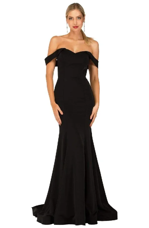 Referral Discount Cecilia Couture - 1429 Drape Off Shoulder Mermaid Gown