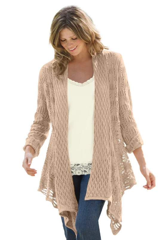 Value Deals Open Front Pointelle Cardigan
