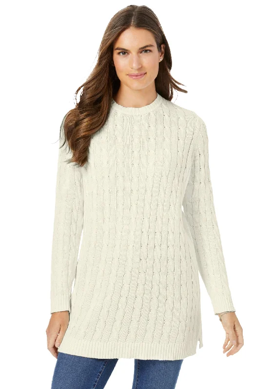 Savings Event Cable Knit Pullover Crewneck Sweater