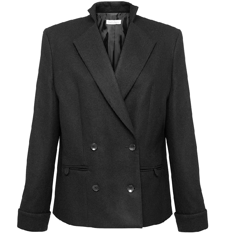 DOUBLE BREASTED BLACK ORGANIC PURE WOOL BLAZER 01/1