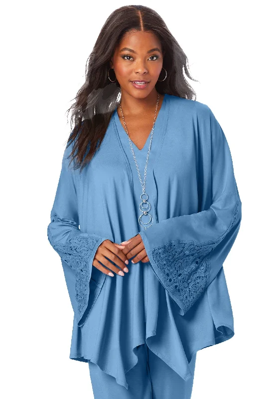Major Savings Lace-Trimmed Ultrasmooth® Fabric Cardigan