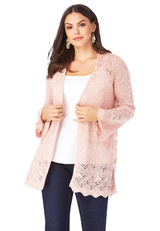Closeout Bell-Sleeve Pointelle Cardigan