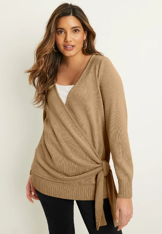 Factory Direct Sale Touch of Cashmere Wrap-Front Cardigan