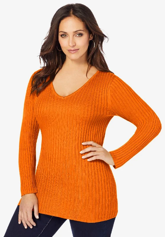 Midnight Sale V-Neck Ribbed Sweater
