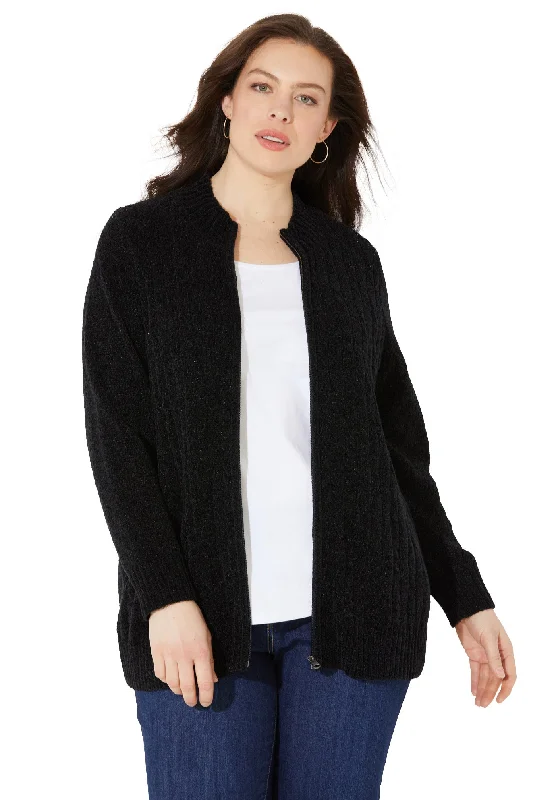 Savings Galore Cozy Chenille Zip Cardigan