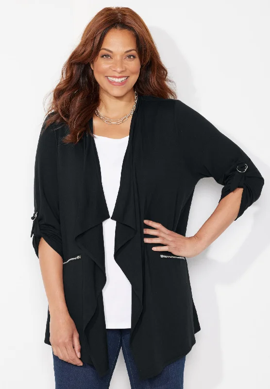 YEAR-End Clearance Cloud Knit French Terry Drape Front Cardigan