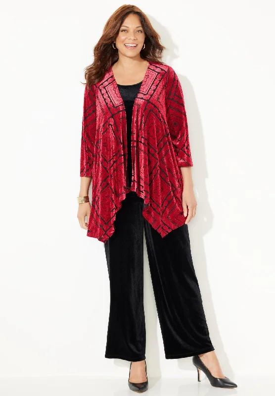 Fantastic Offers AnyWear Velvet Burnout Cascade Cardigan