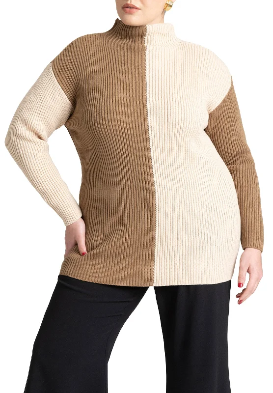 Discount Extravaganza Mock Neck Colorblock Sweater