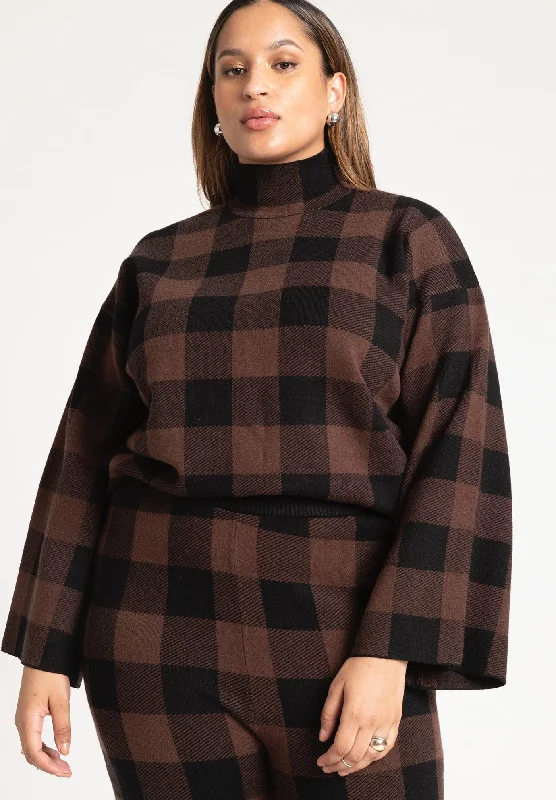 New Markdowns Mock Neck Intarsia Sweater